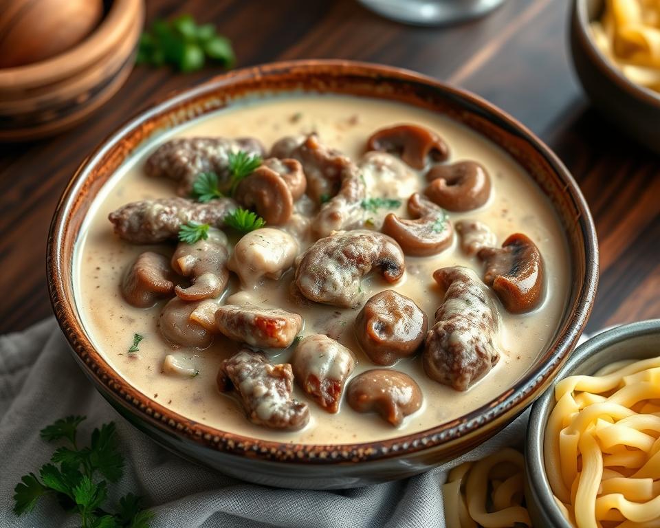 creamy beef stroganoff