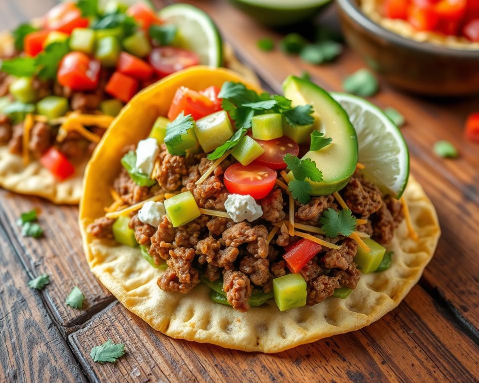 layering ground beef tostadas layering ground beef tostadas
