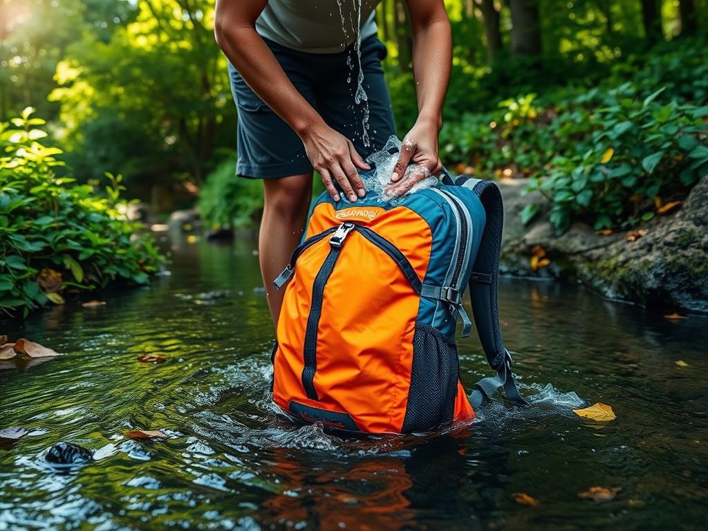 Cleaning hiking backpack